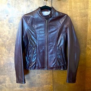 Schott NYC Leather Jacket in Aubergine Plum Color